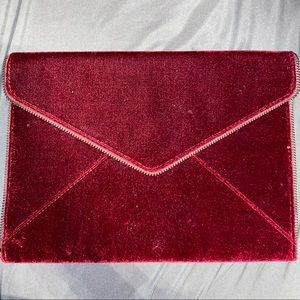 REBECCA MINKOFF MAROON VELVET ENVELOPE CLUTCH